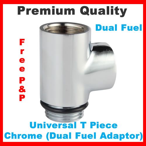 Heating Element ConnectorDual Fuel Chrome T Piece Radiator Towel Rail