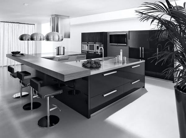 Small Kitchen Design black and White Color Minimalist