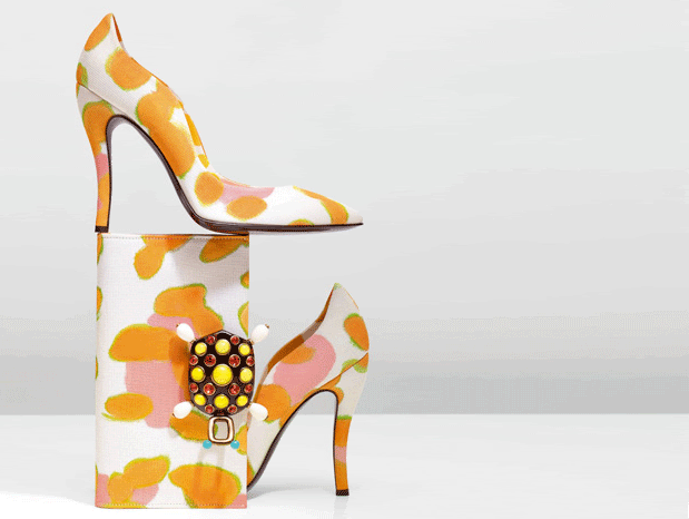 Silk organza hand-painted pumps 1/15 Belle Vivier hand painted silk organza clutch with turtle clasp 1/10