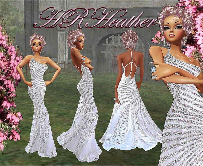 HRHeather’s luxurious and extravagant silvery white, sparkling, sequin covered silk informal evening gown, gala, ball, prom, or wedding dress. Very versatile dress that can’t be classified as for just one event in your life.