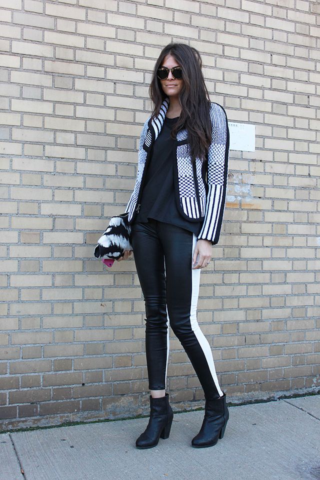 bicolored leather pants
