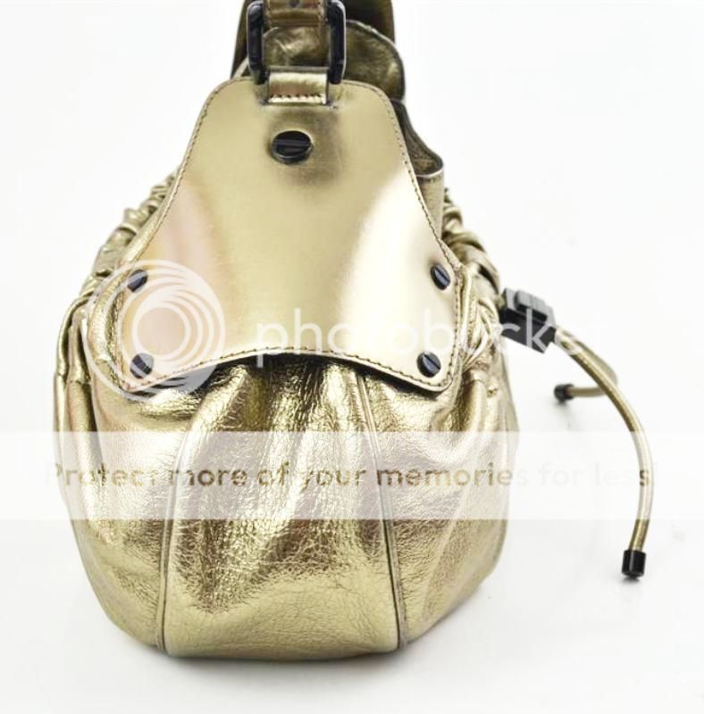 burberry metallic gold leather bunched buckle strap shoulder bag