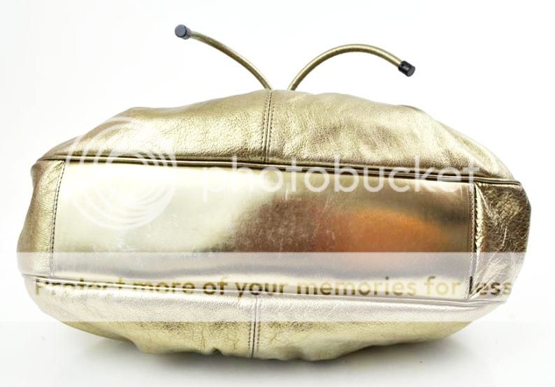burberry metallic gold leather bunched buckle strap shoulder bag