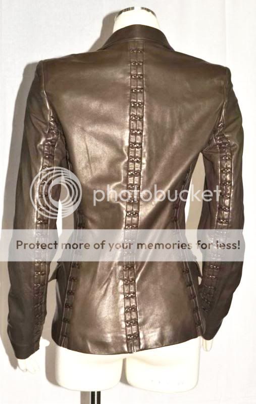 Yves Saint Laurent YSL Chocolate Brown Leather Button Blazer Coat