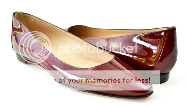 Manolo Blahnik Red Patent Leather Flats Heels Shoes 39
