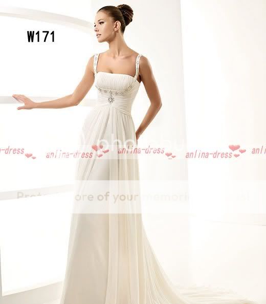 Simple Spaghetti Strap Chiffon White/Ivory Bridal Beach Wedding Dress 