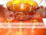 Vintage set of Indiana Tiara amber glass punch bowl set with 12 cups 