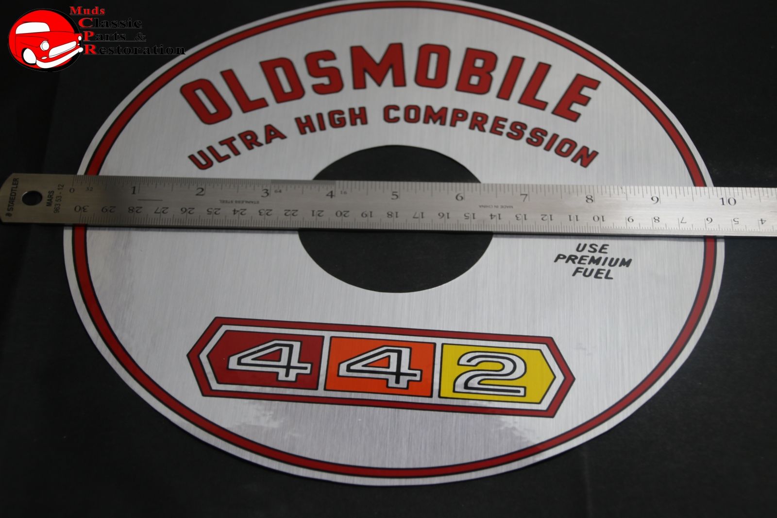 65 66 67 Oldsmobile 442 Air Cleaner Decal Silver - Muds Classic Parts