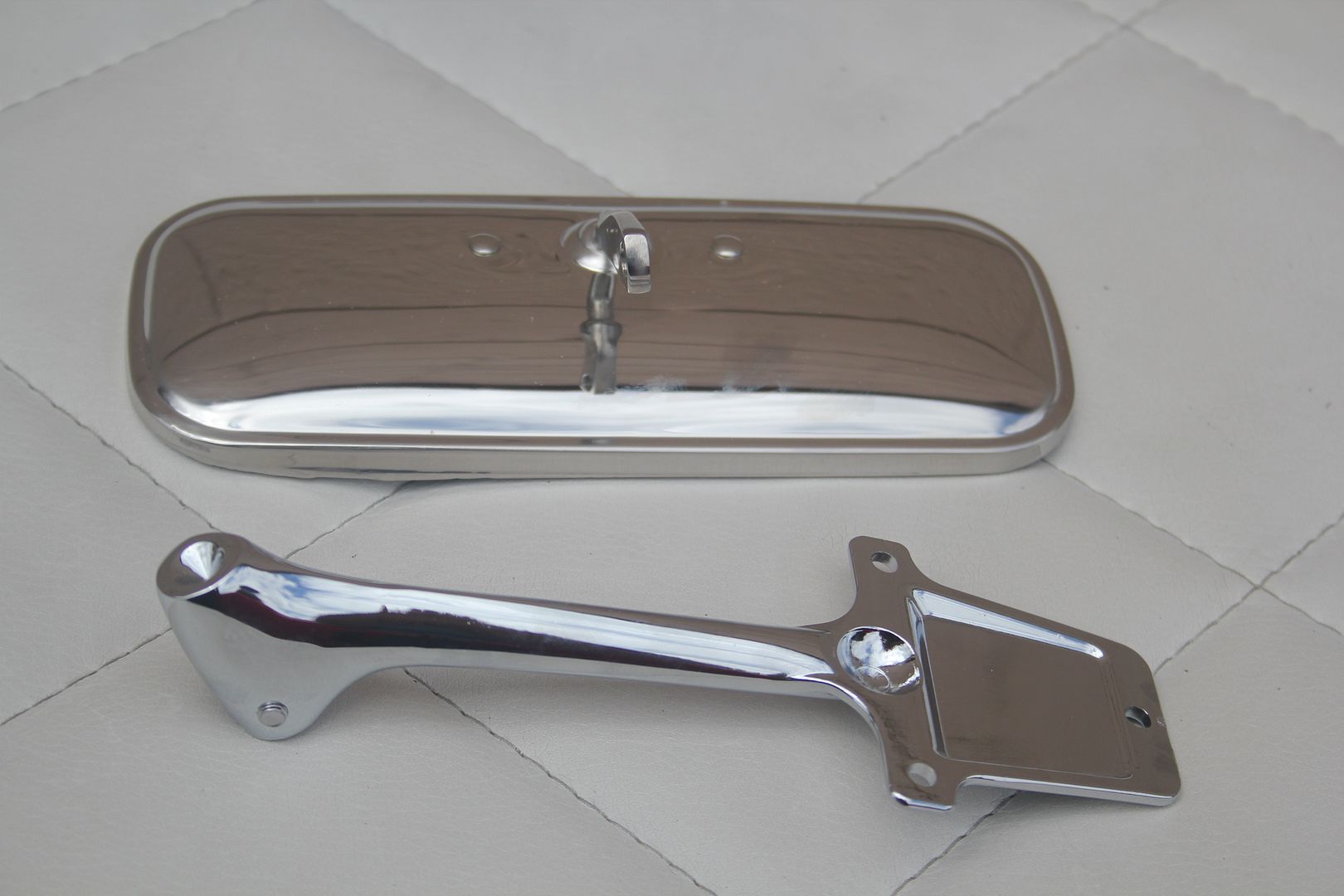 Stainless Inside Rearview Mirror Head Chrome Mounting Bracket Chevy GMC