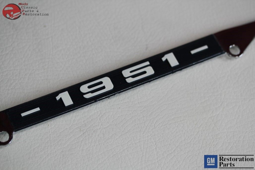 1951 Chevy Chevrolet GM Licensed Front Rear Chrome License Plate Holder