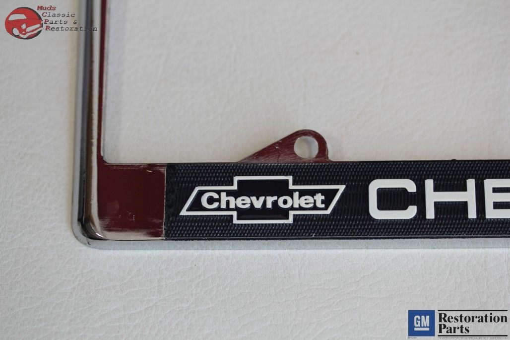 1957 Chevy Chevrolet GM Licensed Front Rear Chrome License Plate Holder