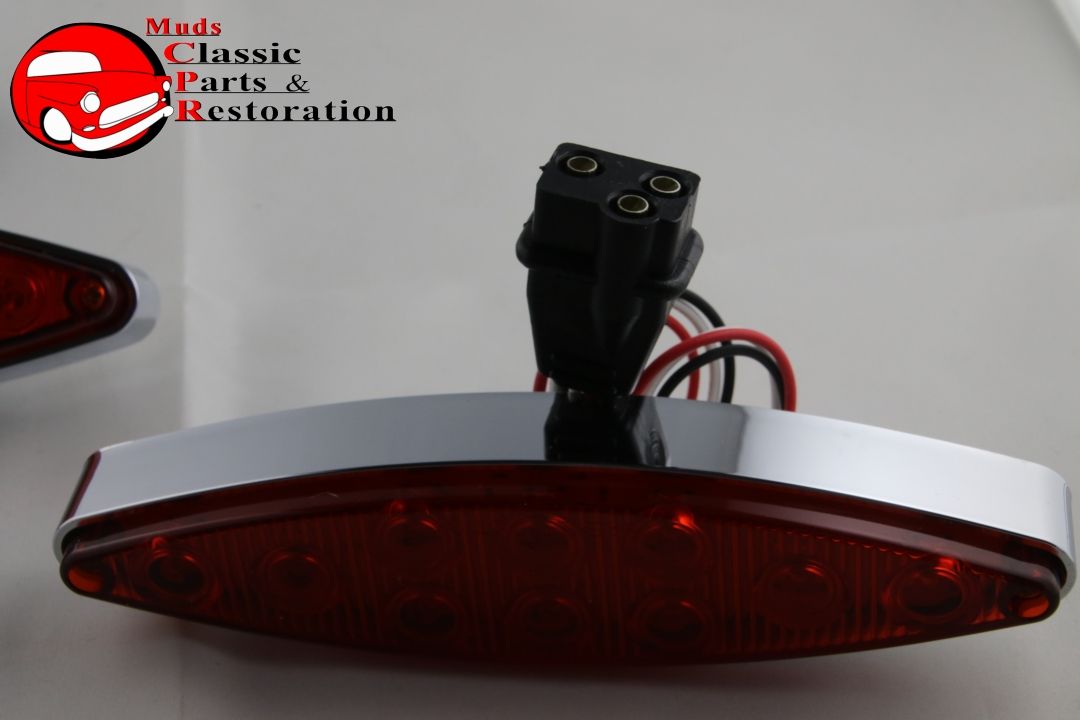 Custom Chrome Red Cat’S Eye Tail Lamp Led Lights Hot Rat Street Rod