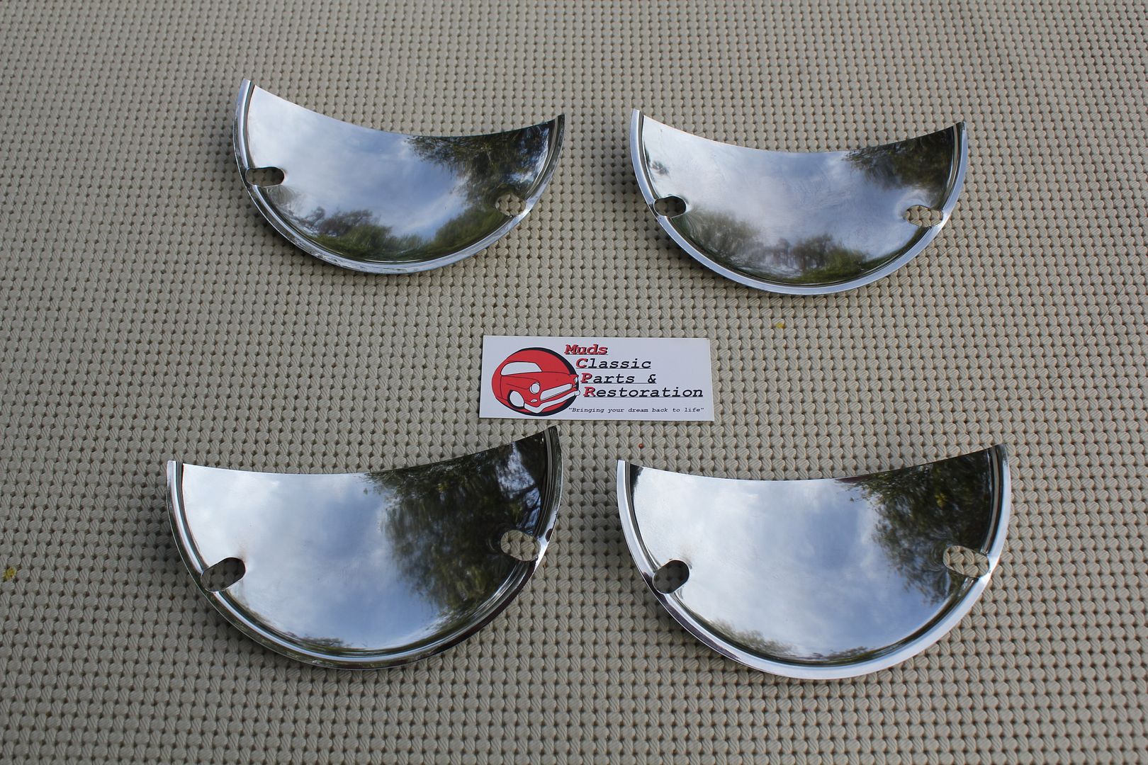Half Moon Headlight Covers Chevrolet bowtie logo 5 3/4" CHROME Set of 4 Quad